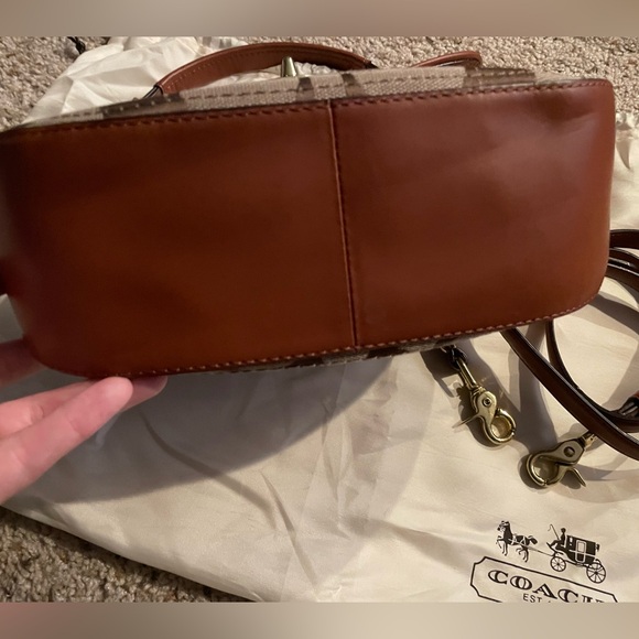 Coach Willis Brown Signature Canvas Tan Leather 65th Anniversary Crossbody Bag - Picture 10 of 12